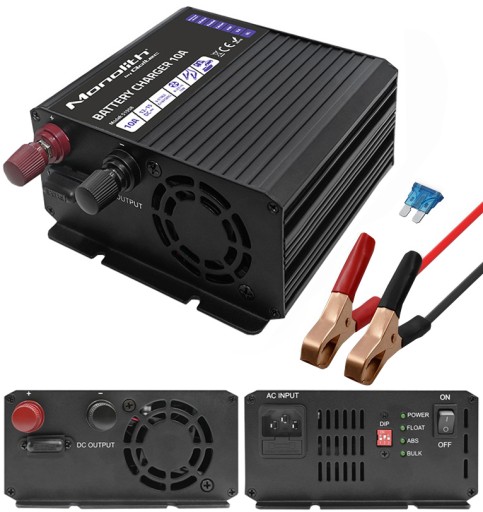 Qoltec monolith регульований зарядний пристрій lifepo4 agm gel 12v 10a