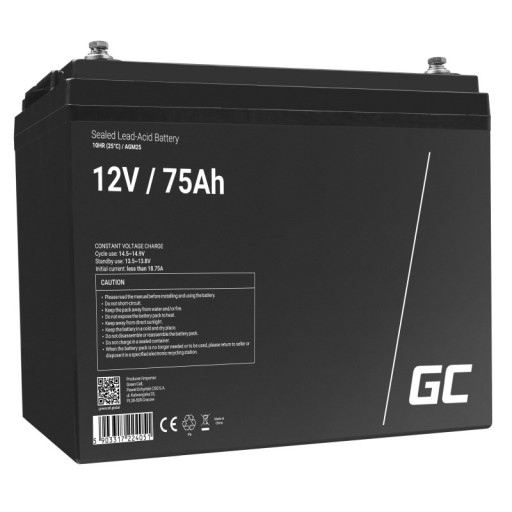Гелевий акумулятор green cell agm25 12v 75ah